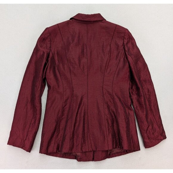 Trevan Women's Blazer Jacket Size 12 Maroon Red Crinkle Texutred Evening - Picture 12 of 16